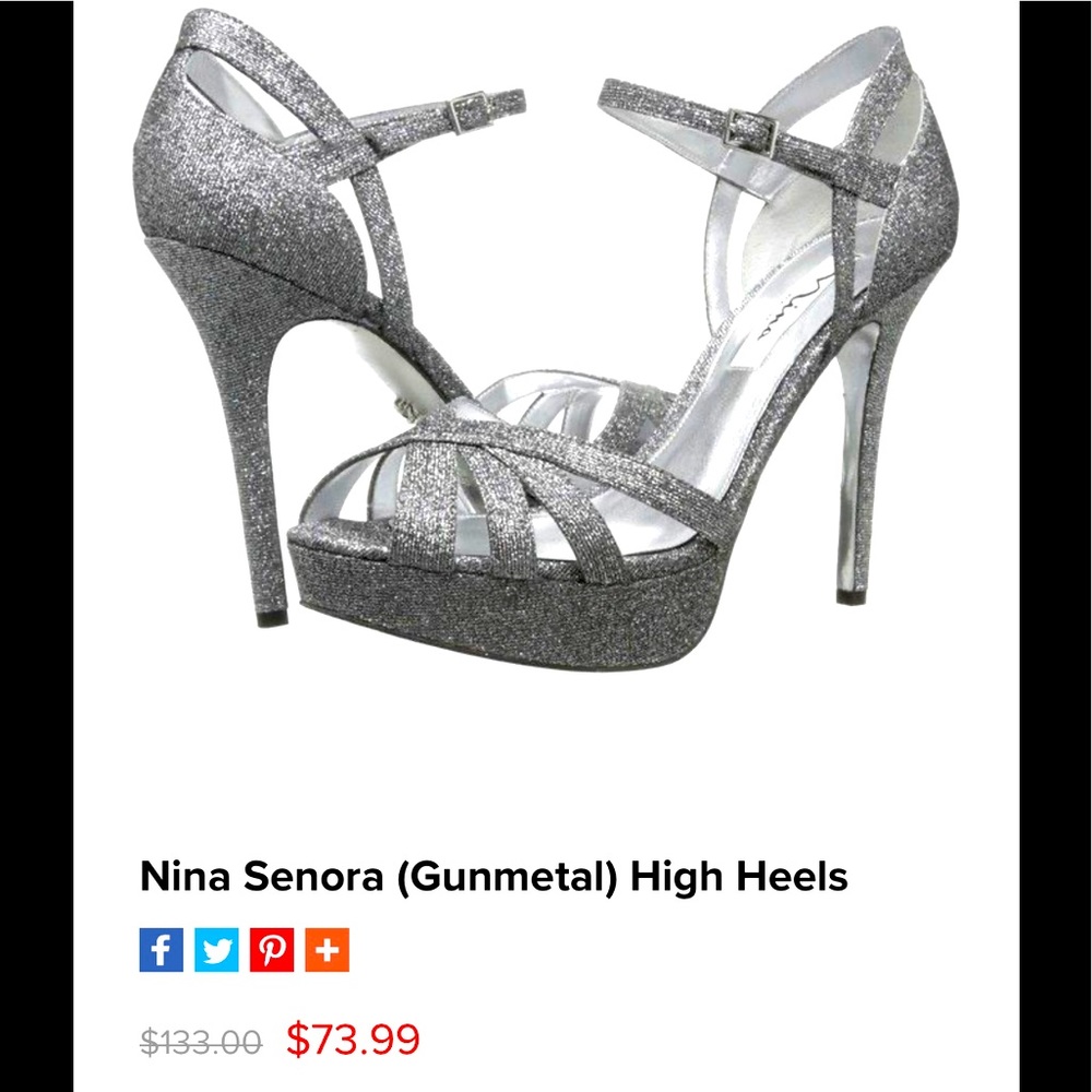 EUC Nina Senora Gunmetal High Heels In Glittery Silver With 5 Inches Heels - Picture 13 of 13